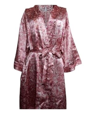 Pretty Secrets Satin Roses Pink Dressing Gown SZ S